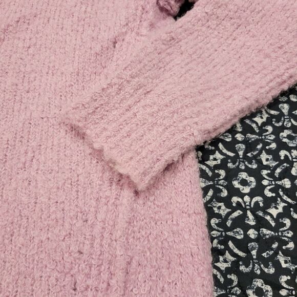 Free People Blush Pink Fuzzy Loose Fit Oversized Boho Chic Casual Tunic Sweater  - Picture 2 of 5